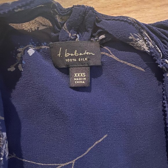 BABATON Women's Silk Short Sleeve Floral Blouse Shirt XXXS - Picture 2 of 5